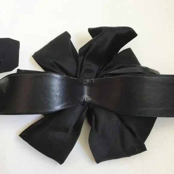 Vintage Stanley Platos Martin Ross Black Satin Oversized Bow Belt - Picture 6 of 11